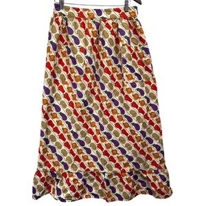 Vintage 70s PERLA MEYERS Apron Maxi Garden Vegetables Homestead Retro Kitchen